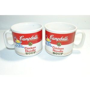 Pair of Vintage 1997 Campbell's Chicken Noodle Soup Mug Bowl Cup Ceramic